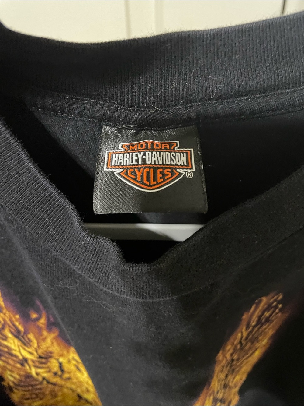 Y2K Harley-Davidson Men’s Black T-Shirt with Golden Eagle Graphic SZ L - Picture 6 of 7